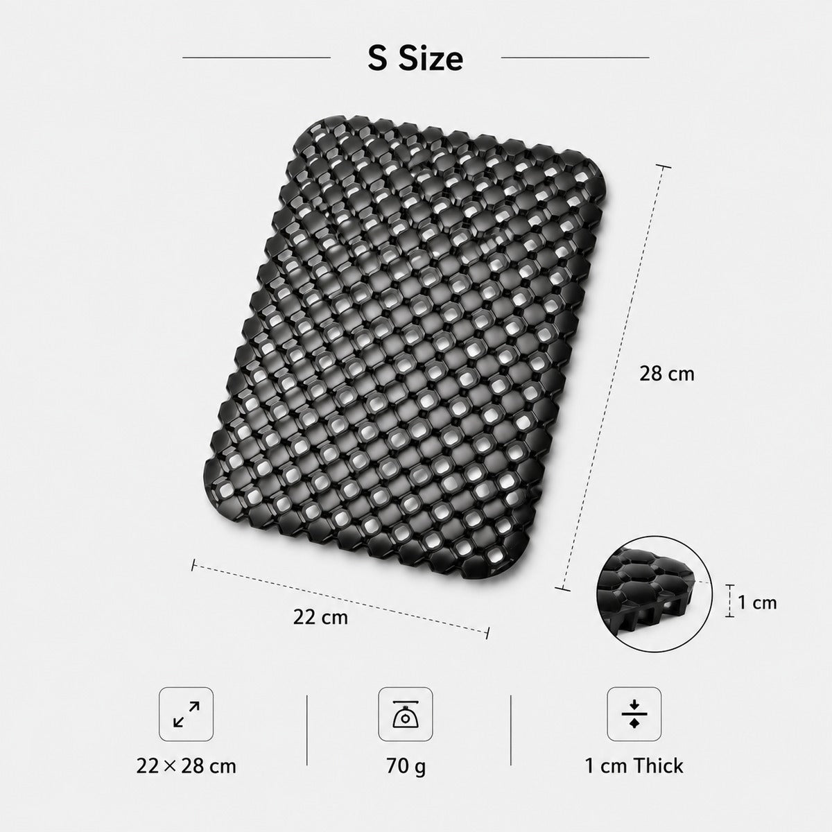 S size black 3D honeycomb backpack ventilation back panel spec