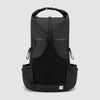 OCE GEAR black 55L roll-top hiking backpack front view with mesh pocket and side pockets