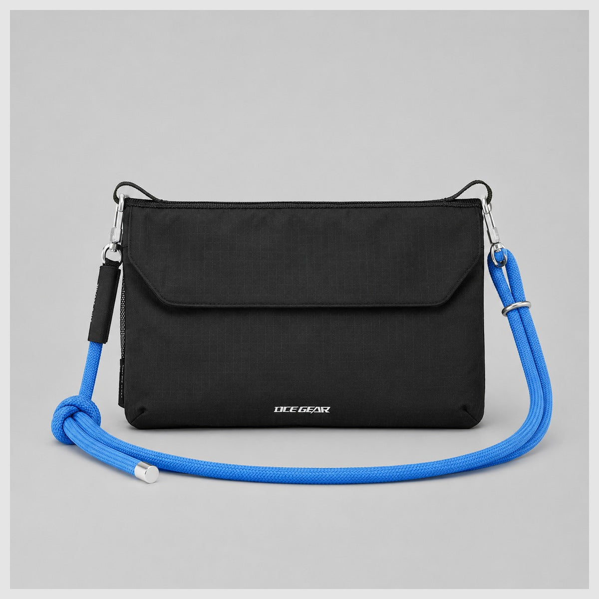 Black OCE GEAR crossbody organizer bag color option with blue rope strap