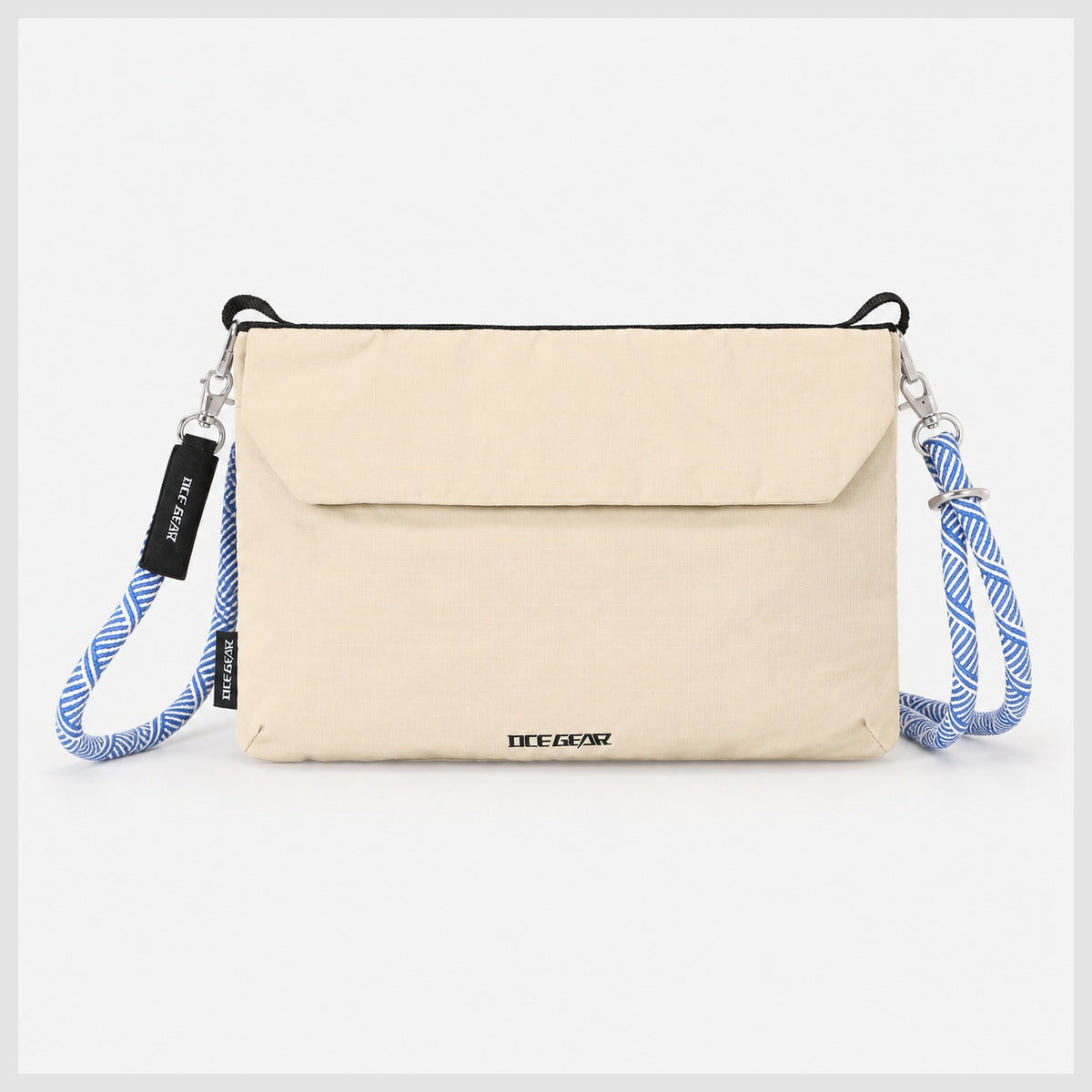 Sand Beige OCE GEAR crossbody organizer bag color option with blue and white rope strap