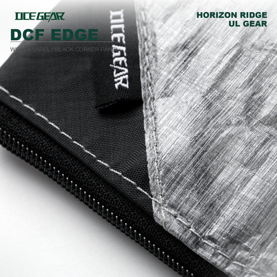OCE GEAR Dyneema DCF1.0 ultralight wallet edge label detail