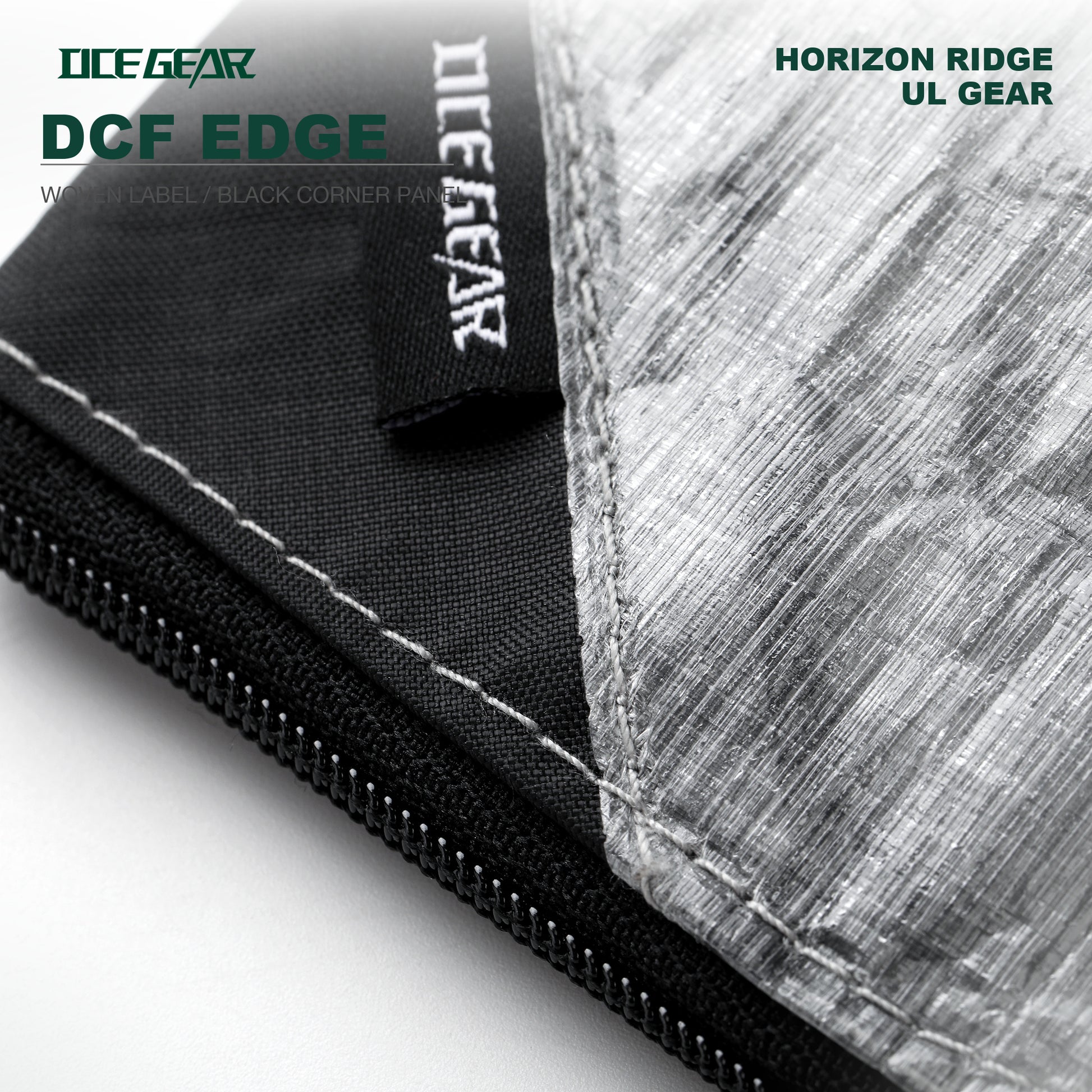OCE GEAR Dyneema DCF1.0 ultralight wallet edge label detail