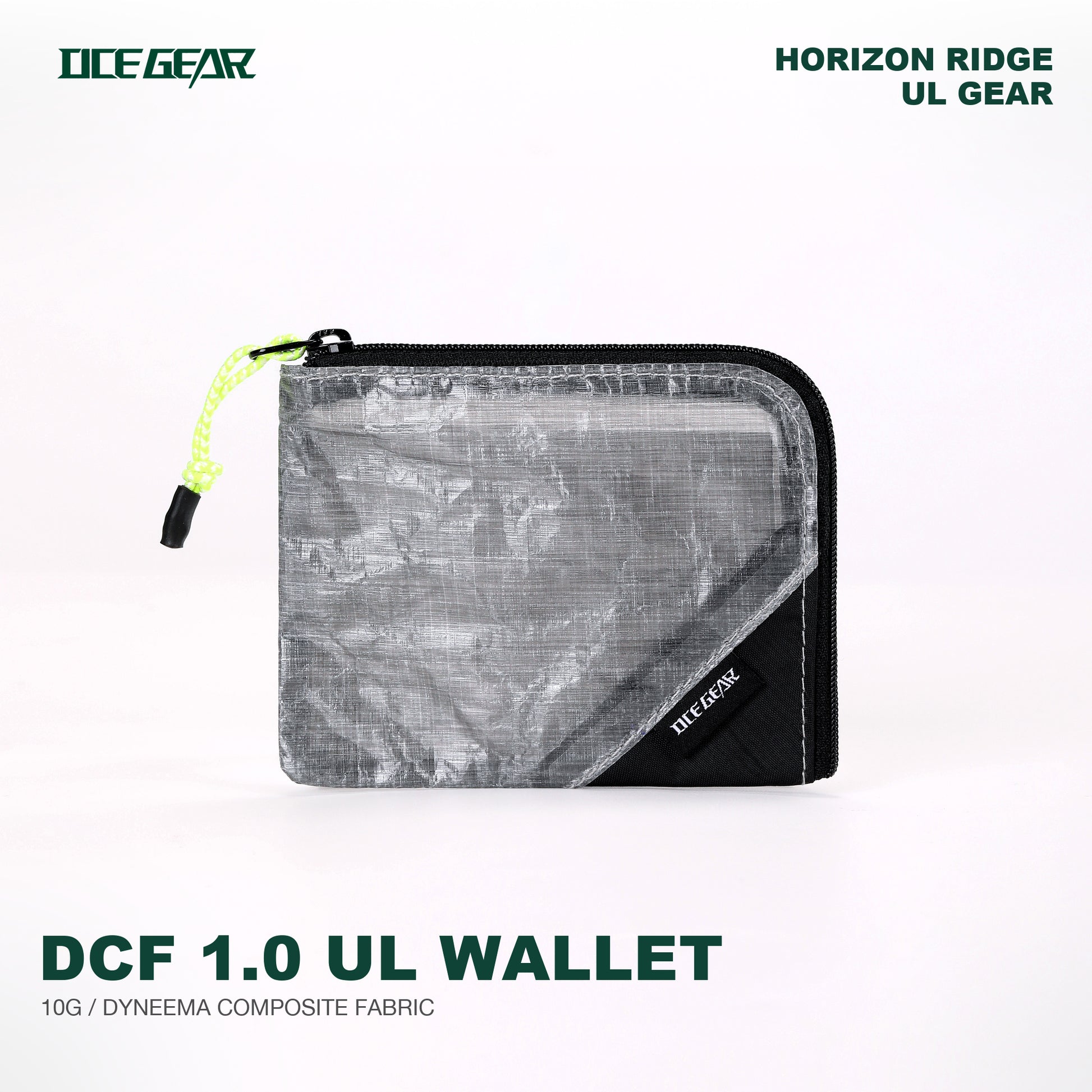 OCE GEAR Dyneema DCF1.0 ultralight wallet black grey front view
