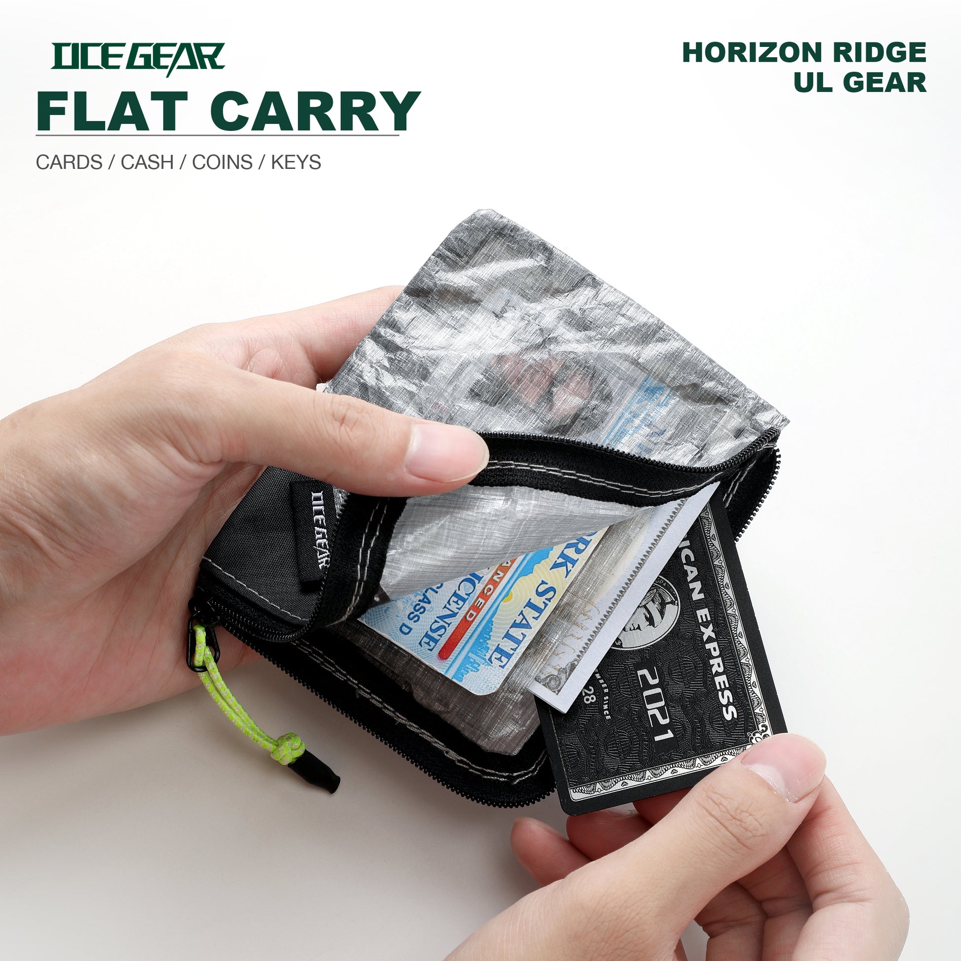 OCE GEAR black Dyneema DCF wallet for cards cash coins keys and small essentials