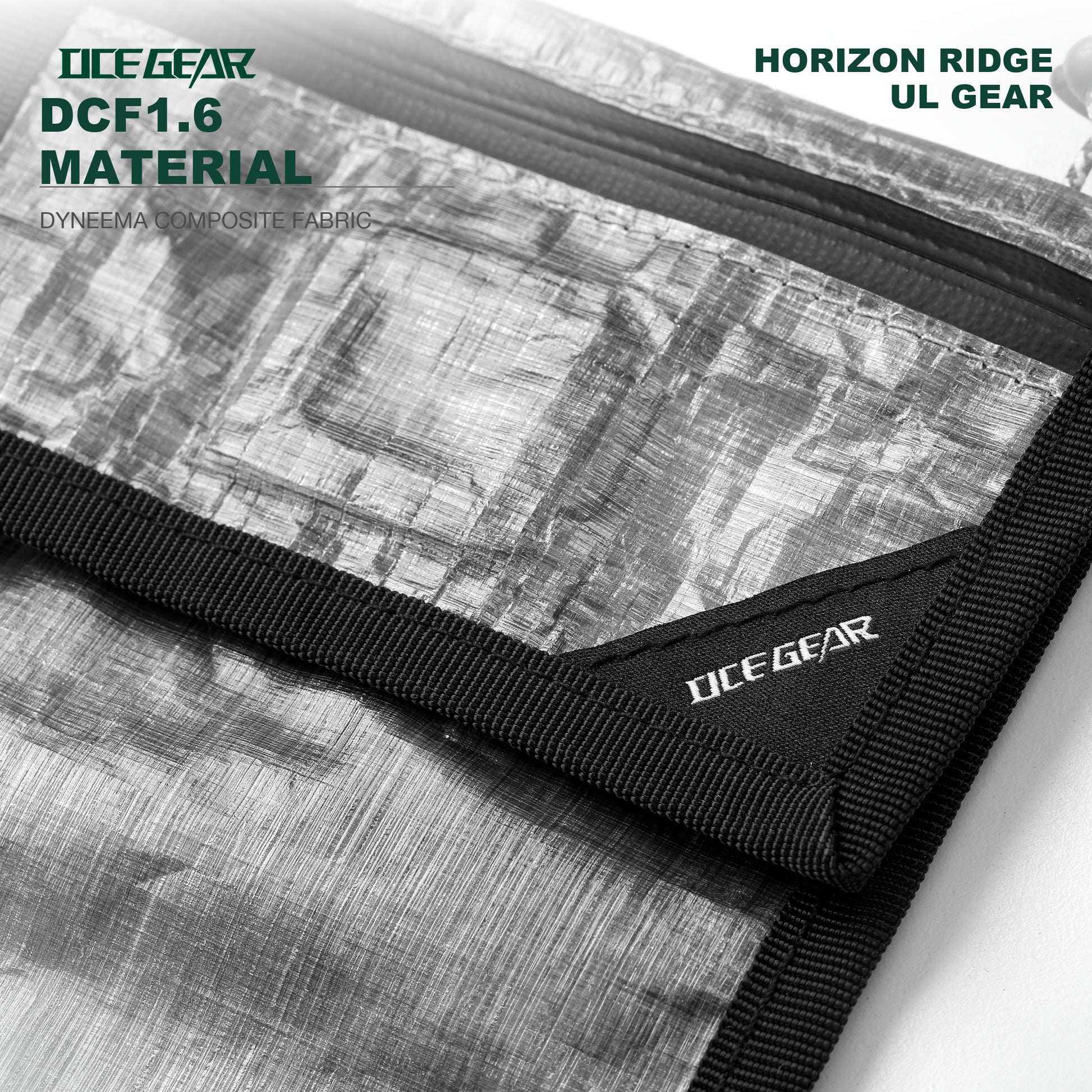 OCE GEAR black Dyneema Composite Fabric DCF1.6 crossbody bag material detail