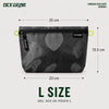 OCE GEAR large lightweight storage pouch showing 25 cm top width, 23 cm bottom width, 15.5 cm height and 30 g weight