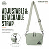 Adjustable detachable shoulder strap with black hooks on Sage Green crossbody bag