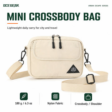 OCE GEAR Off White water-repellent mini crossbody bag with adjustable shoulder strap