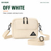 Off White mini crossbody bag with magnetic front pocket and black hardware