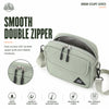 Smooth double zipper detail on OCE GEAR Sage Green mini crossbody bag