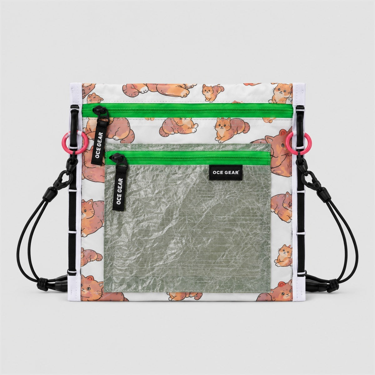 OCE GEAR Cat modular crossbody pouch with gray green detachable DCF front pouch