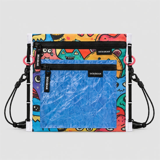 OCE GEAR Monster modular crossbody pouch with blue detachable DCF front pouch
