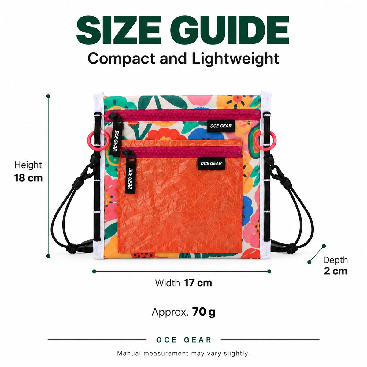 OCE GEAR modular crossbody pouch size 17 by 18 by 2 cm