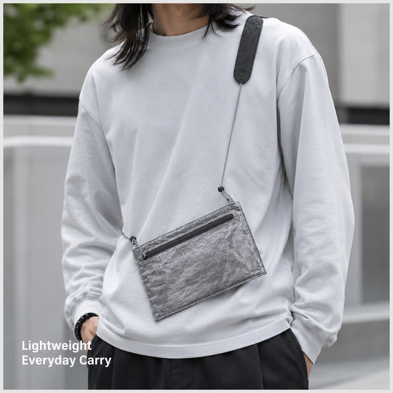 OG-2434 Silver Gray crossbody pouch lifestyle use
