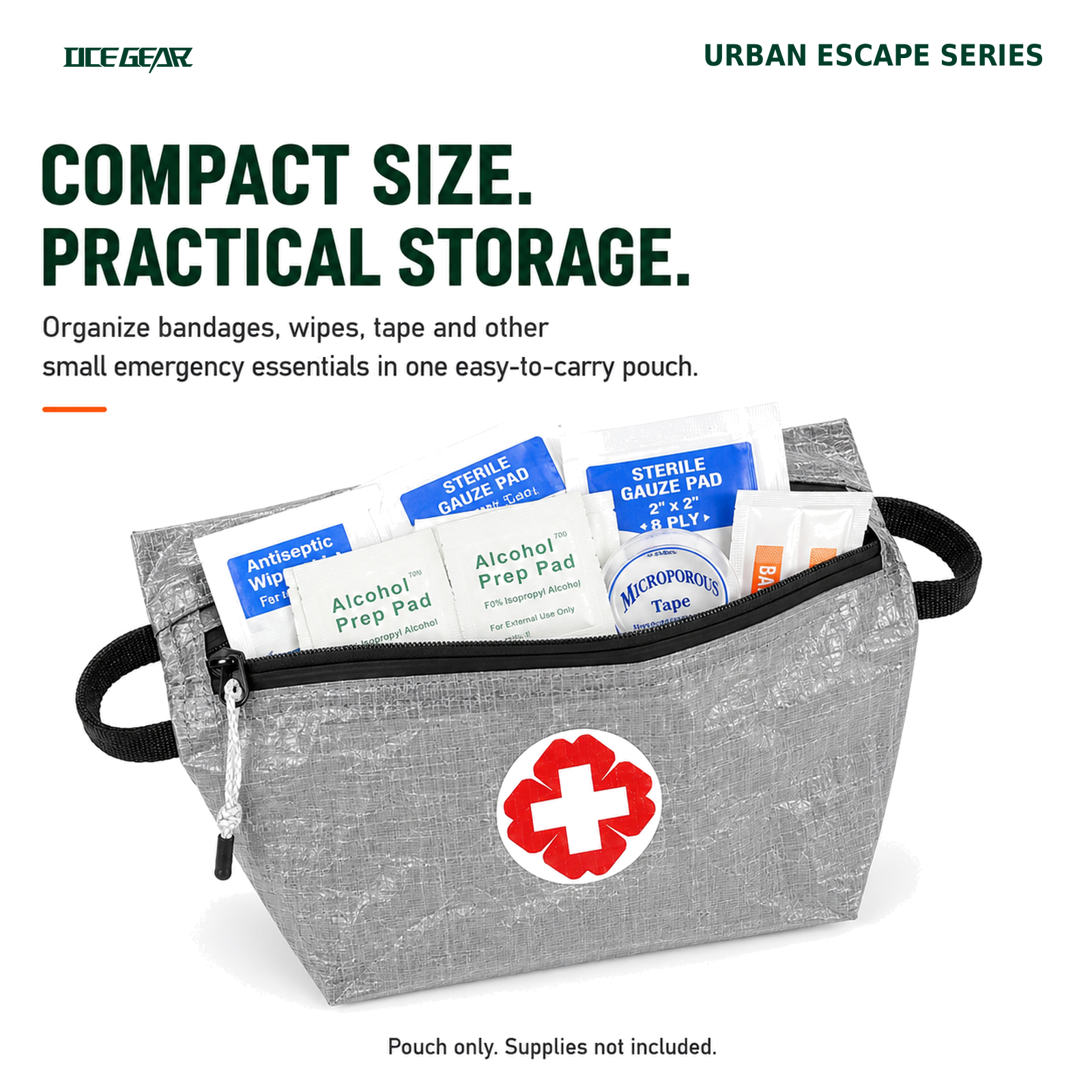 OCE GEAR first aid pouch holding compact emergency essentials; supplies not included