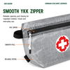 Close-up of YKK zipper and pull on OCE GEAR Dyneema first aid pouch