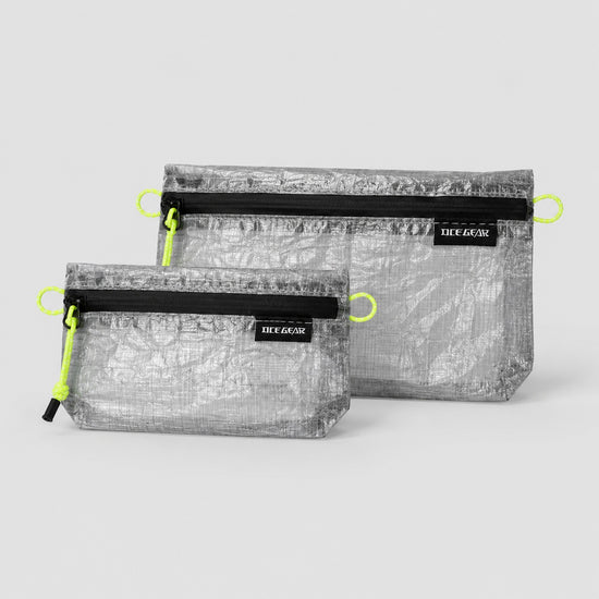 OCE GEAR OG-2511 and OG-2512 ultralight Dyneema flat pouch set in Silver Gray