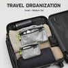 OCE GEAR Small and Medium flat pouch set organizing travel essentials in suitcase