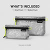 OCE GEAR flat pouch set includes one Small pouch and one Medium pouch with accessories not included