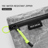 YKK water-resistant zipper detail on OCE GEAR ultralight flat pouch