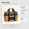 Size guide for khaki 2-in-1 tactical camping organizer bag