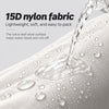Close-up of water beading on 15D nylon fabric