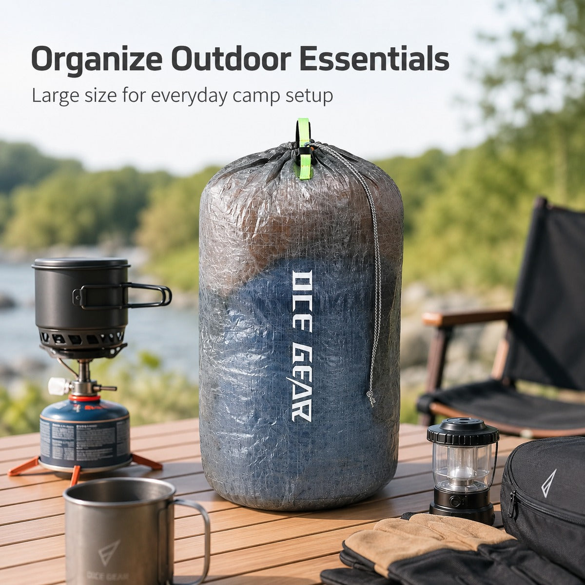 Large Dyneema stuff sack for camping and travel