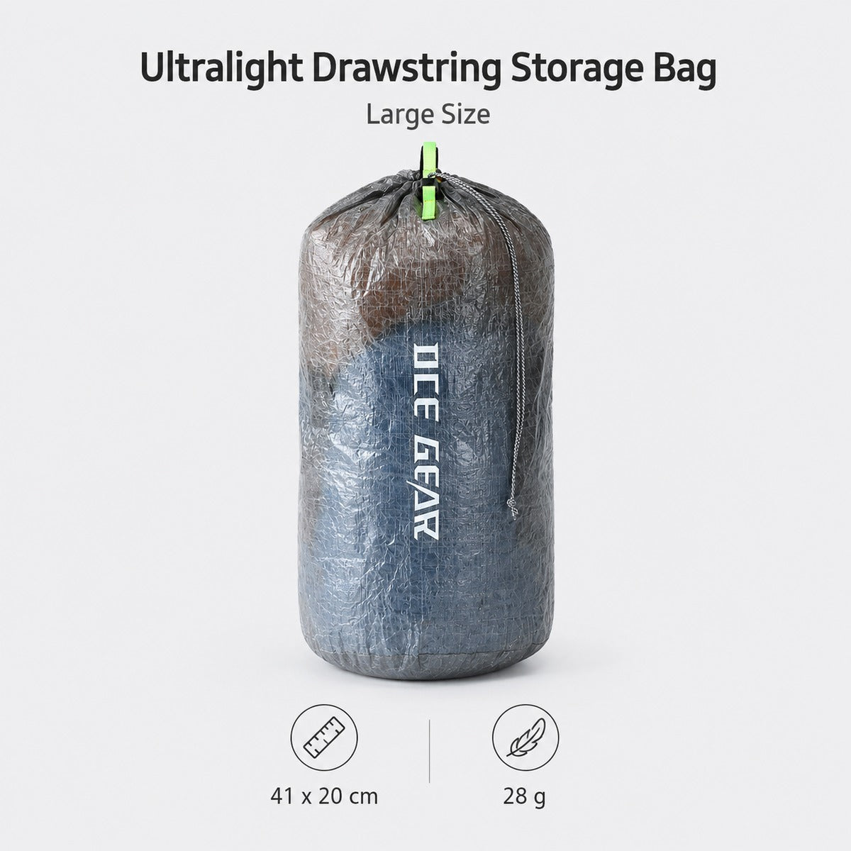 Large Silver Gray stuff sack in outdoor setup