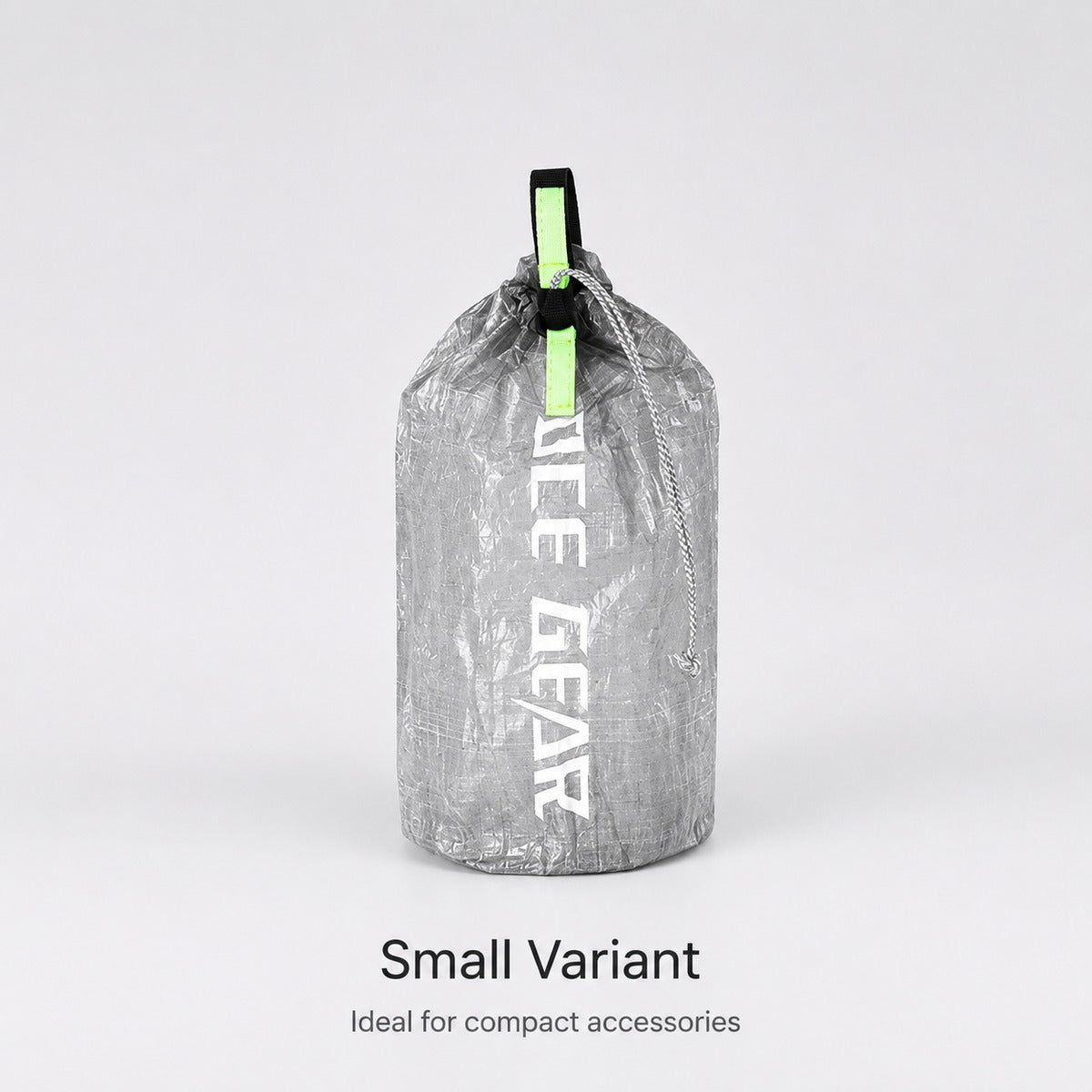 Small Silver Gray stuff sack in outdoor setup