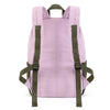 Back panel view showing padded shoulder straps, olive webbing, adjusters, and top handle