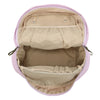 Beige interior layout with snap tabs, elastic pocket, and lower organizer sections