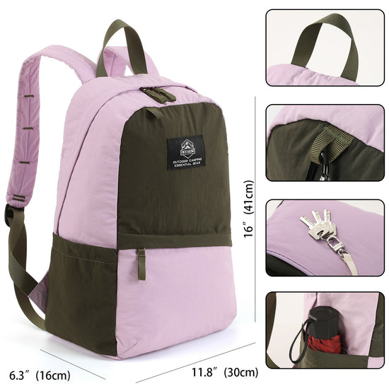 Backpack size guide showing 16 inch height, 11.8 inch width, and 6.3 inch depth