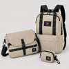 OCE GEAR Urban Escape 3-piece travel bag set in Sand Beige with backpack, crossbody bag, and earbud pouch