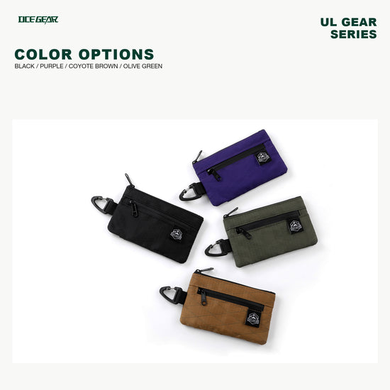 Four color X-Pac EDC mini wallet in black purple coyote brown and olive green