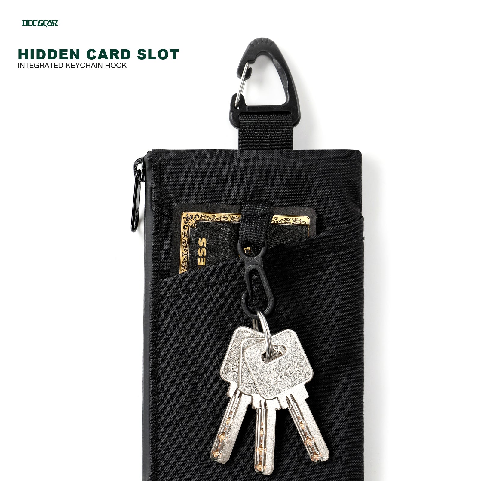OCE GEAR mini wallet hidden card slot and integrated keychain hook