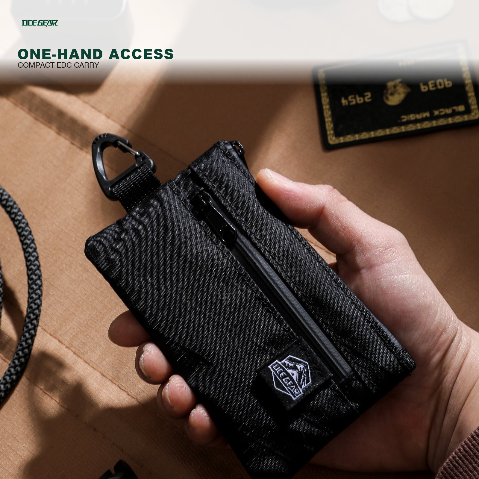 OCE GEAR compact EDC wallet for cards coins cash and keys one hand access