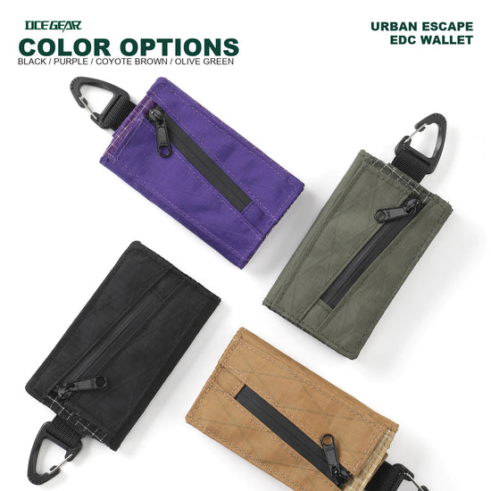 Four color X-Pac mini wallet in black purple coyote brown and olive green
