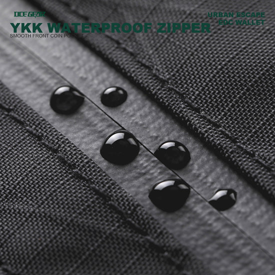 OCE GEAR X-Pac wallet YKK waterproof zipper close up