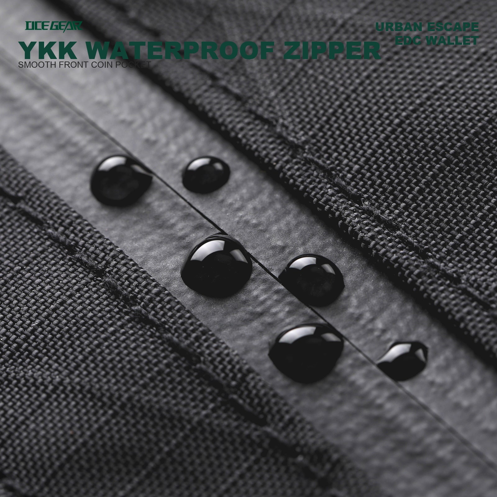 OCE GEAR X-Pac wallet YKK waterproof zipper close up