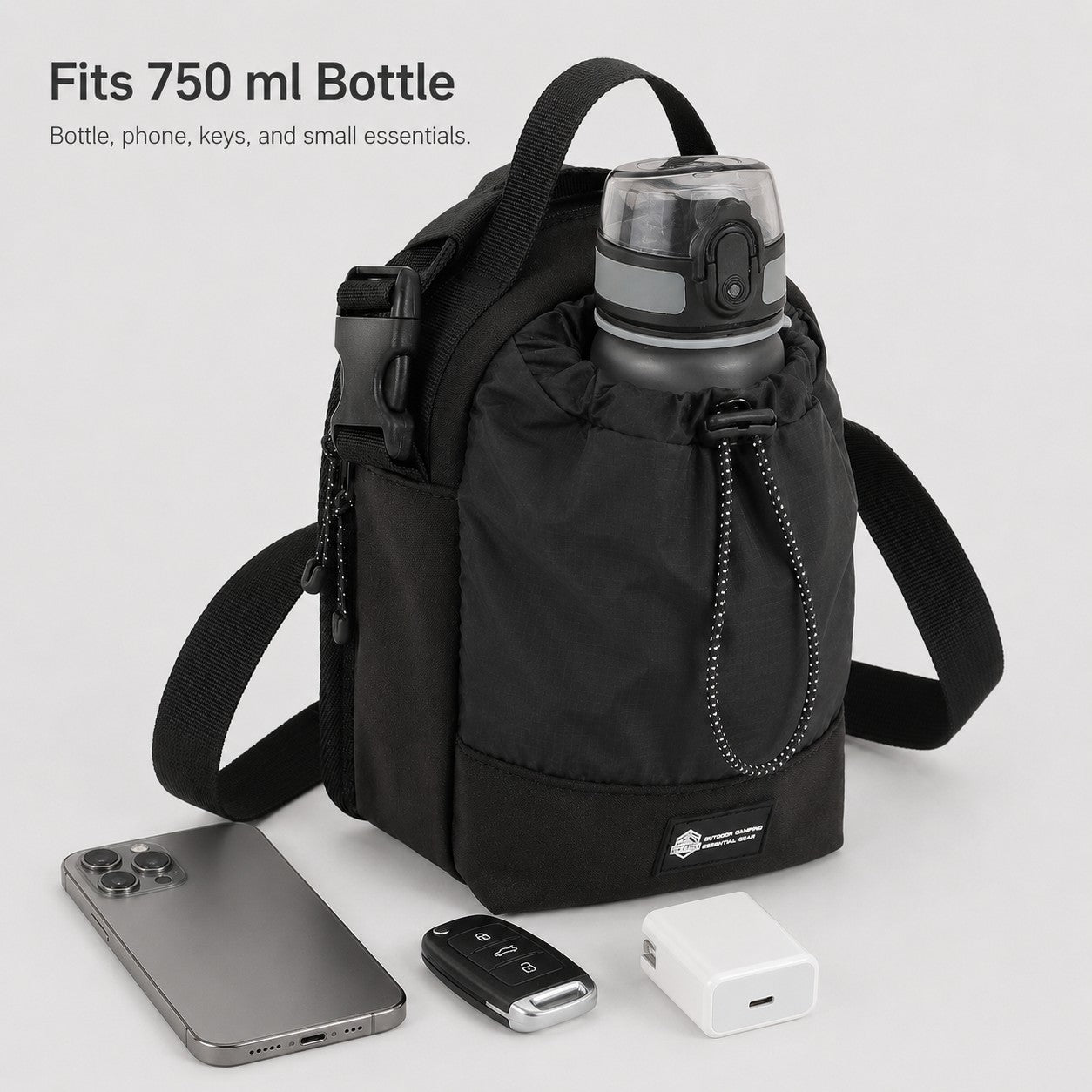 OCE GEAR bottle bag carrying phone keys and daily essentials
