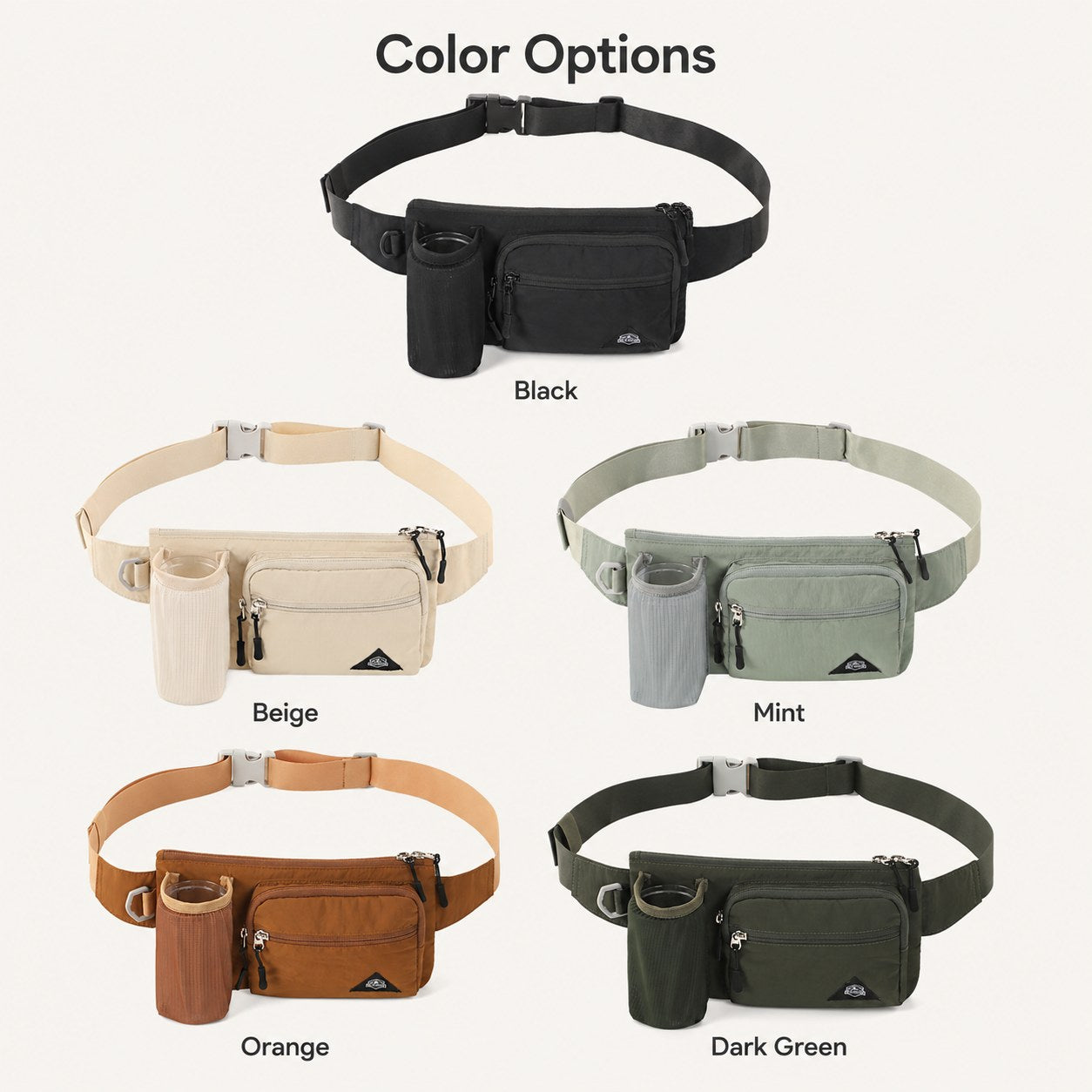 Five color SKU lineup of OCE GEAR 750ml bottle waist packs