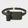 Dark green water bottle fanny pack with quick release buckle