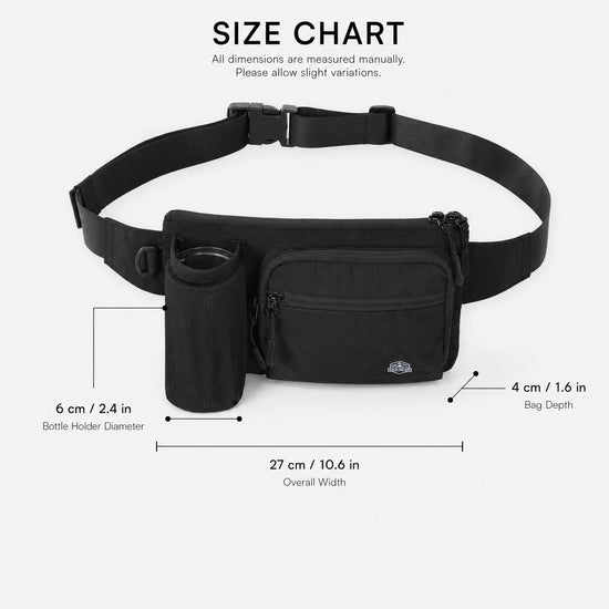 27 by 6 by 4 cm OCE GEAR bottle waist pack size chart