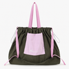 Dark olive blush pink casual drawstring tote bag