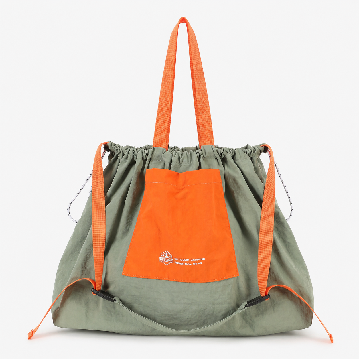 OCE GEAR packable drawstring tote bag sage green orange