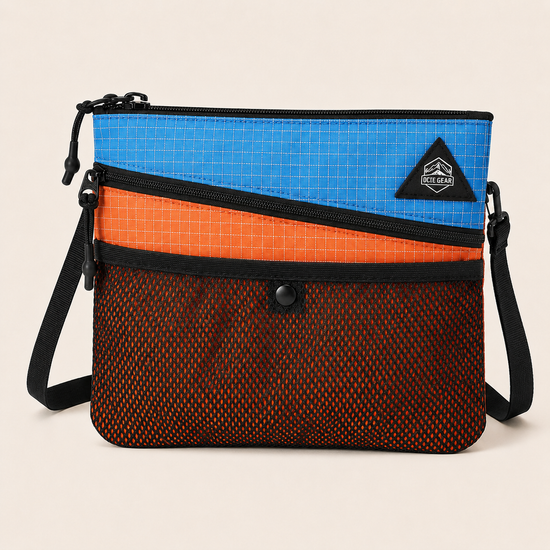 Blue orange lightweight nylon sacoche shoulder bag for cycling and travel