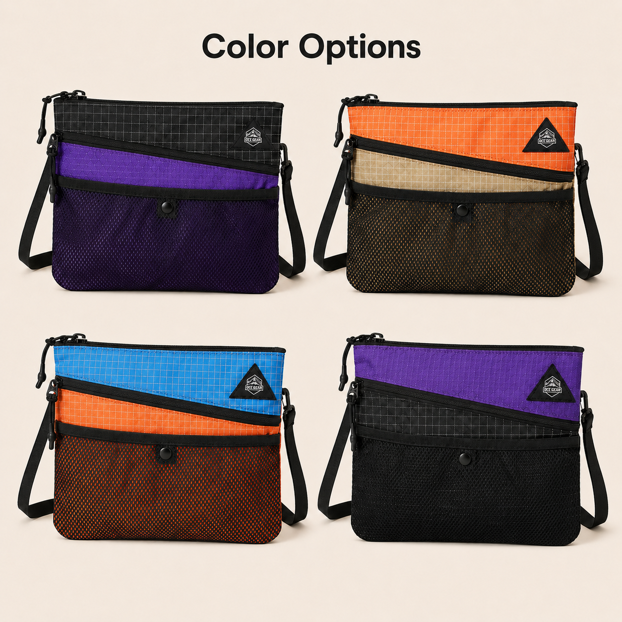 Four color options for OCE GEAR 100g lightweight sacoche shoulder bag