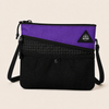 Purple and black nylon sacoche crossbody bag with mesh pocket