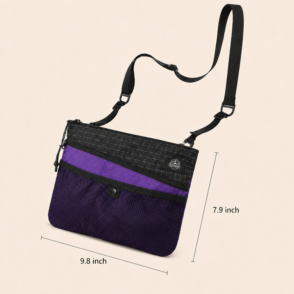 25 by 20 cm size chart for OCE GEAR lightweight sacoche shoulder bag