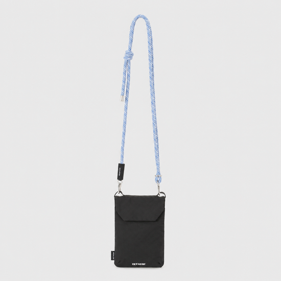 Black OCE GEAR RFID phone sacoche with blue rope strap